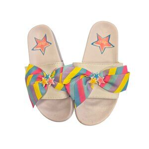 Jojo Siwa Star Girls Slide Sandals Size 4.5 Rainbow Pattern Comfortable Footwear